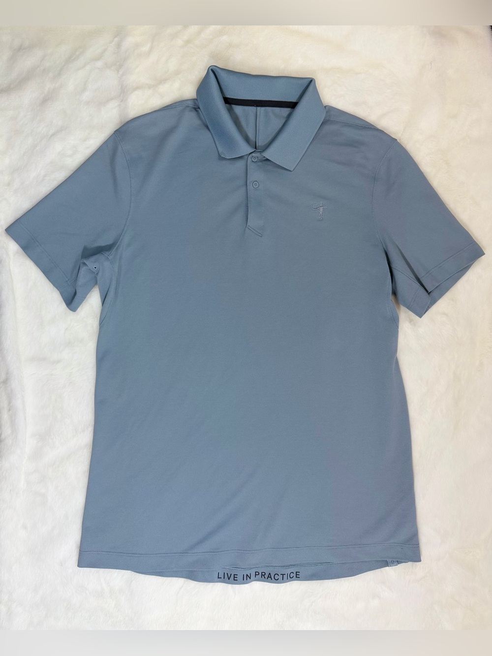 Lululemon Polo Shirt Mens M Blue Short Sleeve Performance Stretch Golf